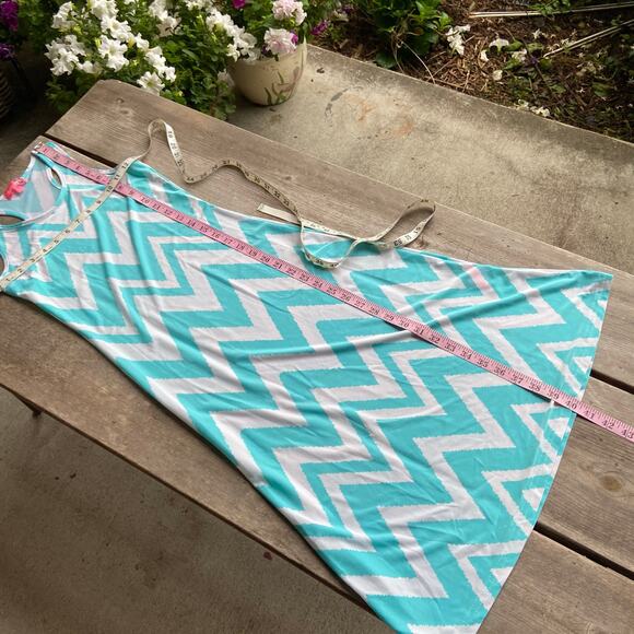 Whoops! Girls Dress Size 10 12 Maxi Blue White Chevron Sleeveless Tank - Picture 7 of 10